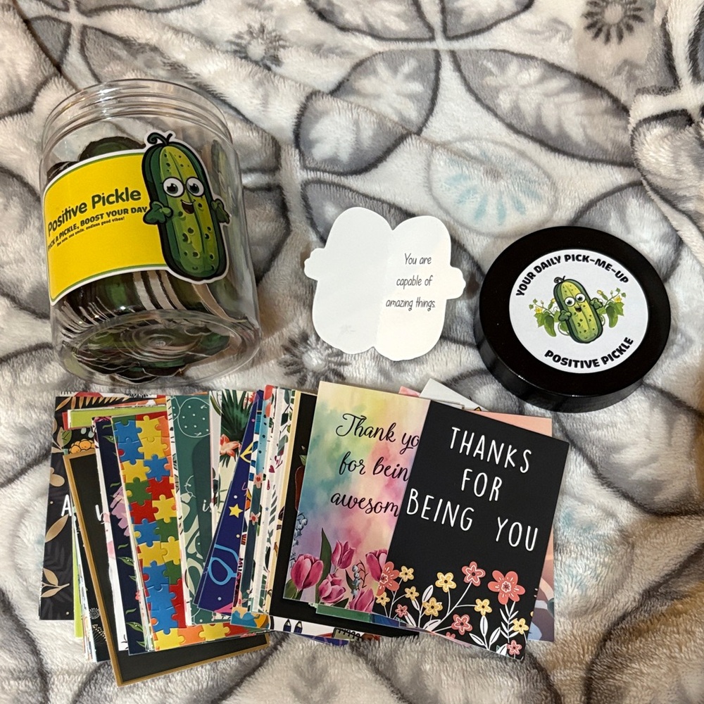 Positive Pickle Jar with Motivational Cards